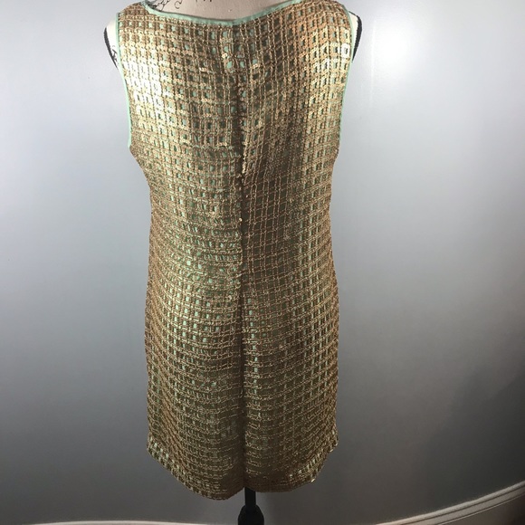 Anthropologie metallic Golden Sequin Shift Dress - Picture 7 of 8